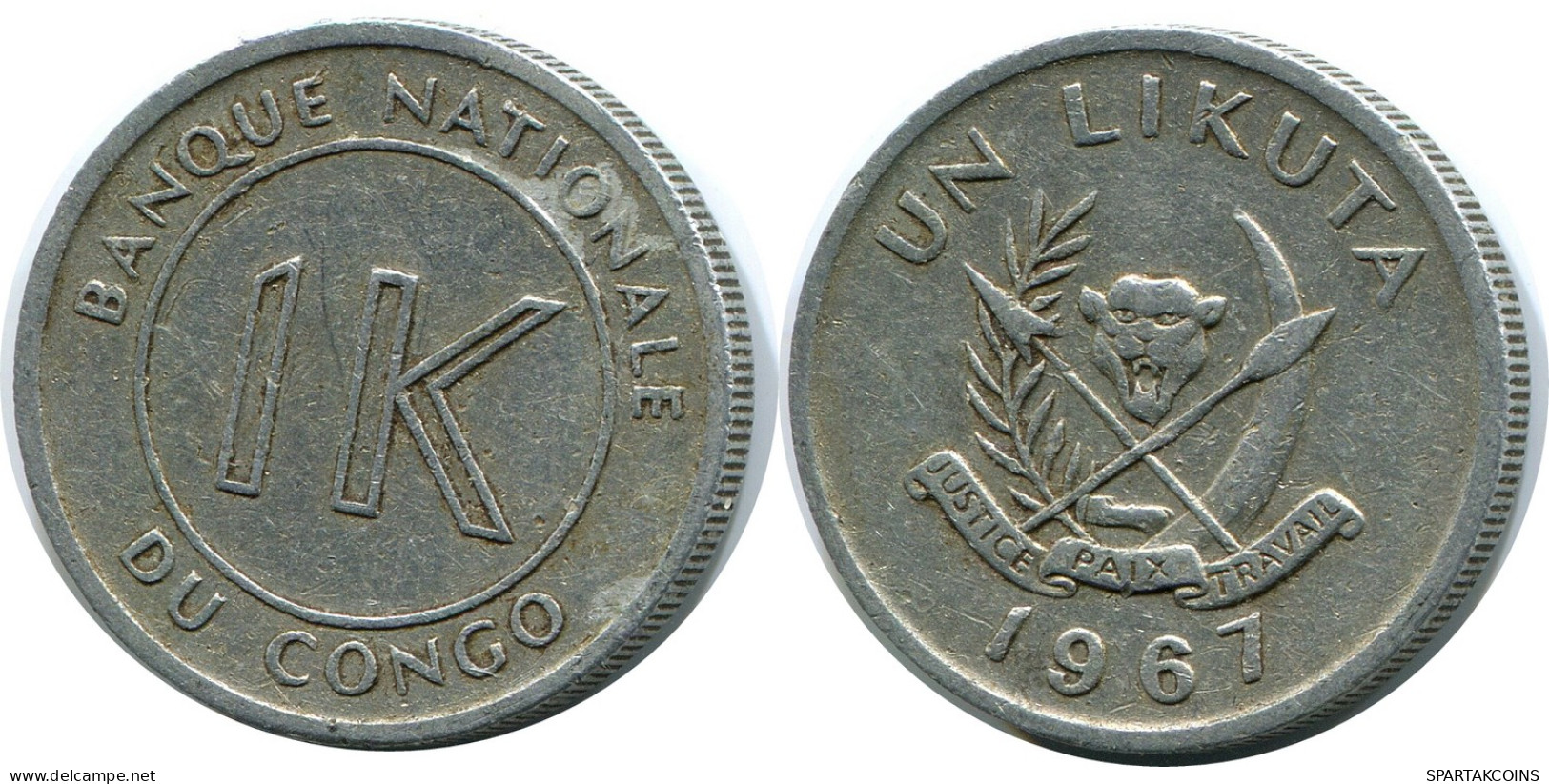 1 LIKUTA 1967 CONGO Moneda #AP853.E - Kongo - Zaire (Dem. Republik, 1964-70)