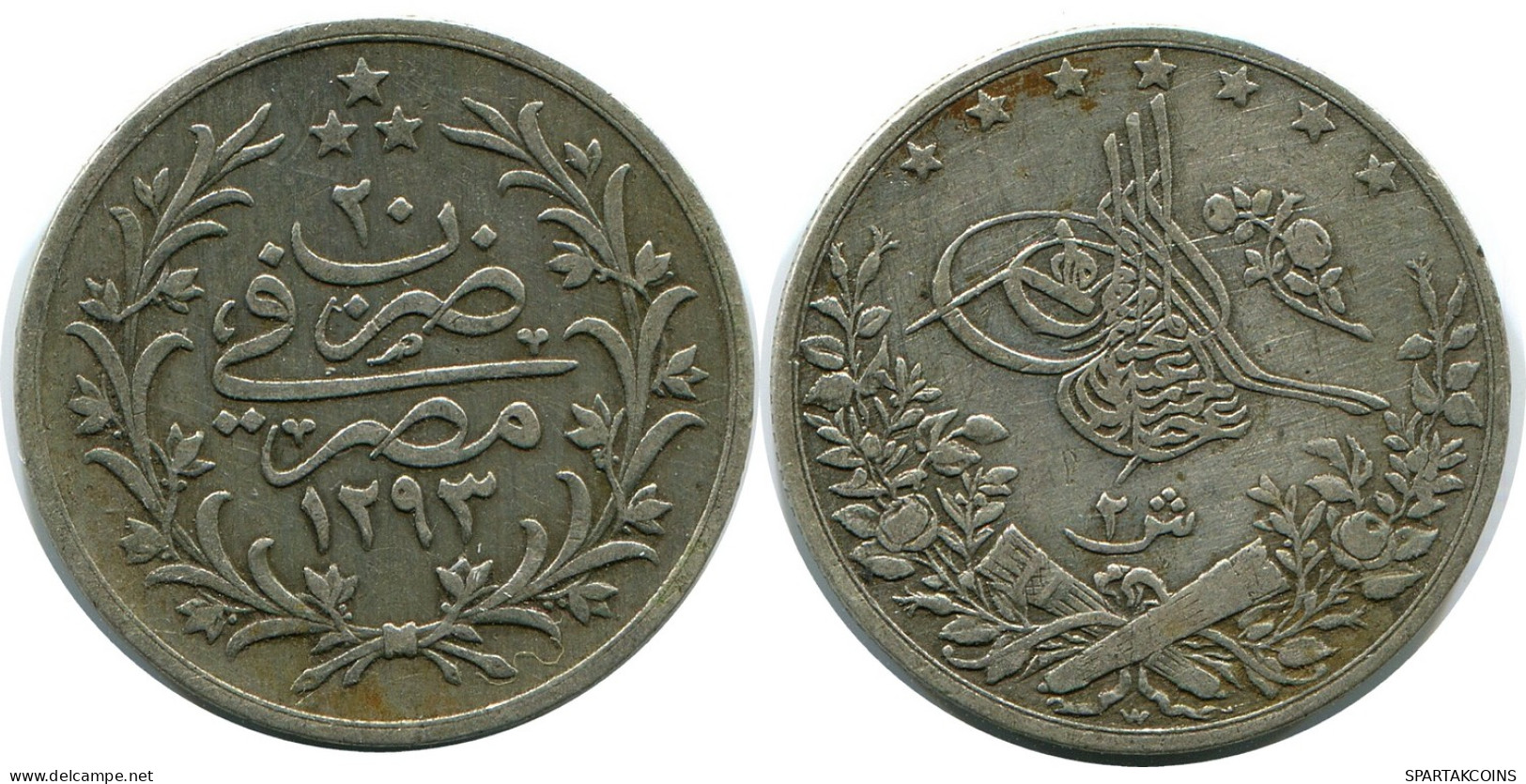 2 QIRSH 1894 EGIPTO EGYPT Islámico Moneda #AH283.10.E - Egypt