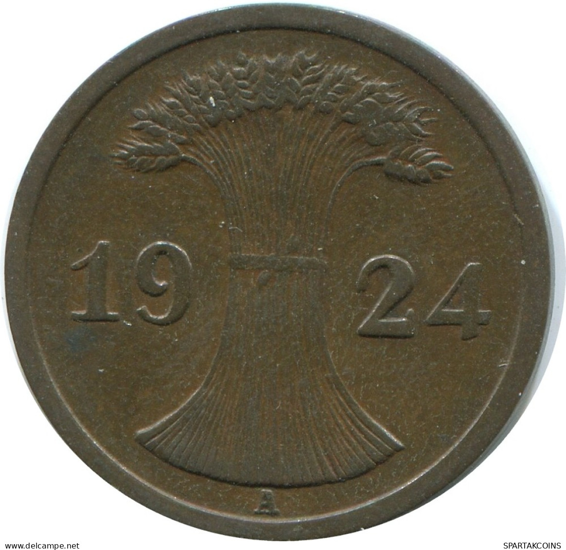 2 REICHSPFENNIG 1924 A GERMANY Coin #AE284.U - 2 Rentenpfennig & 2 Reichspfennig