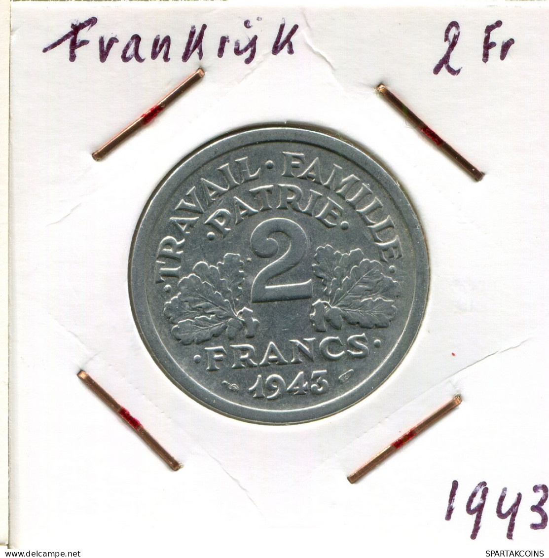 2 FRANCS 1943 FRANCIA FRANCE Moneda #AM593.E - 2 Francs