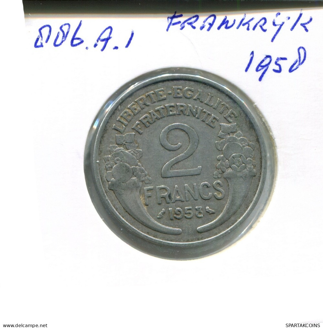 2 FRANCS 1958 FRANCIA FRANCE Moneda #AN362.E - 2 Francs