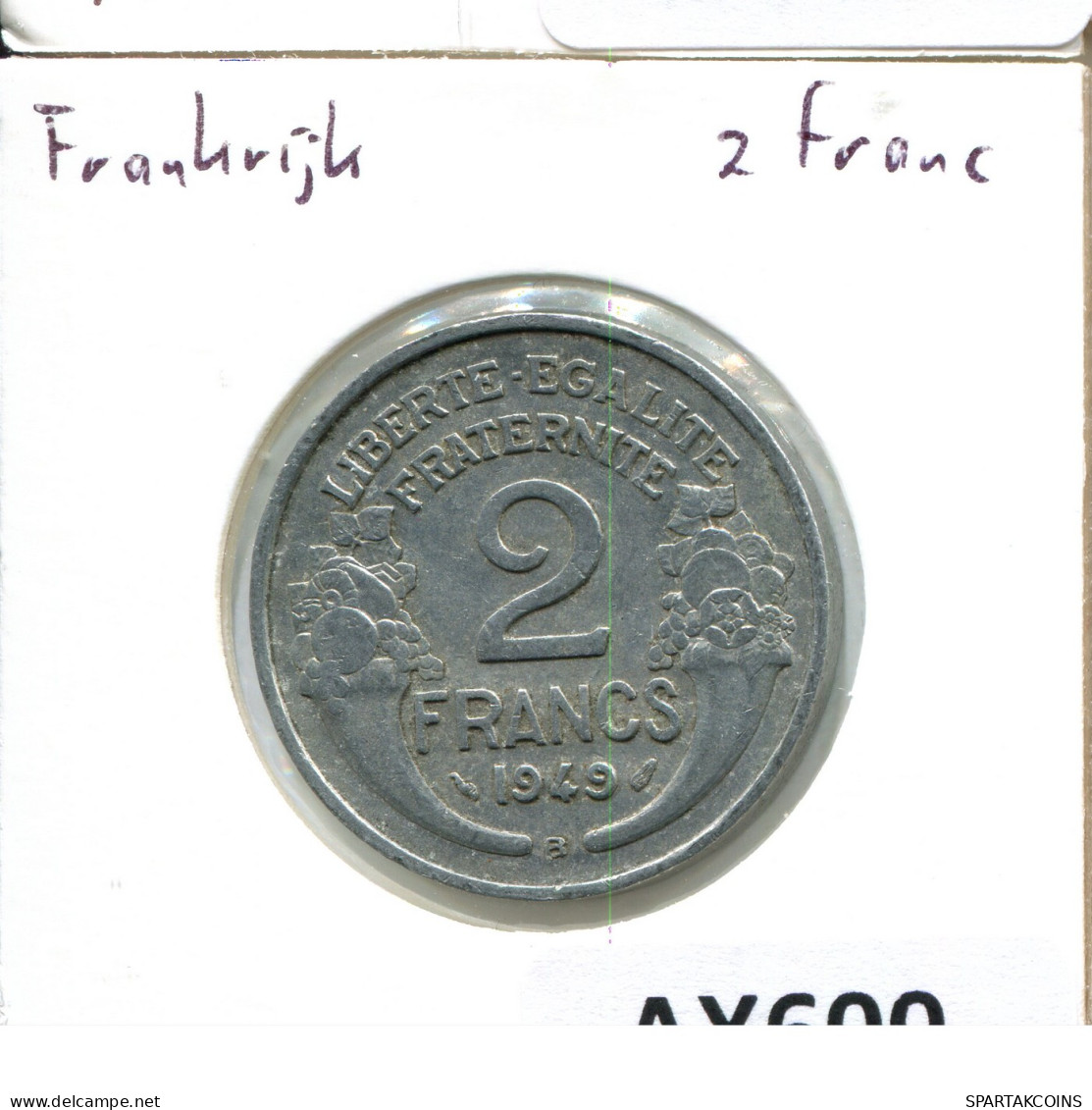 2 FRANCS 1949 B FRANCIA FRANCE Moneda #AX600.E - 2 Francs