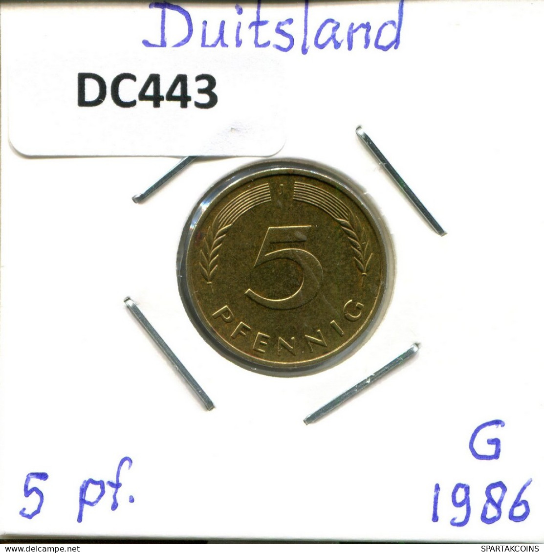 5 PFENNIG 1986 G WEST & UNIFIED GERMANY Coin #DC443.U - 5 Pfennig