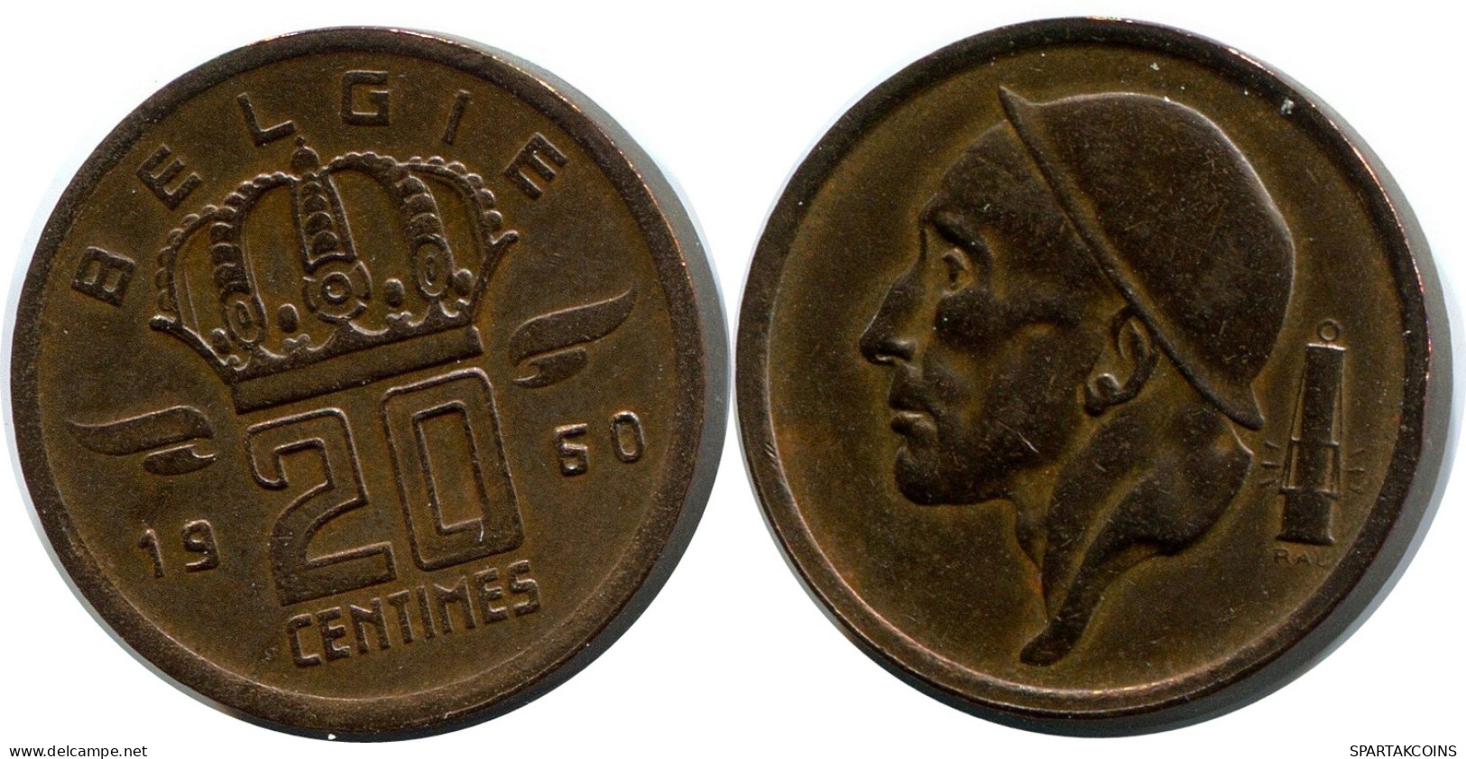 20 CENTIMES 1960 FRENCH Text BELGIQUE BELGIUM Pièce #BA396.F - 25 Cent