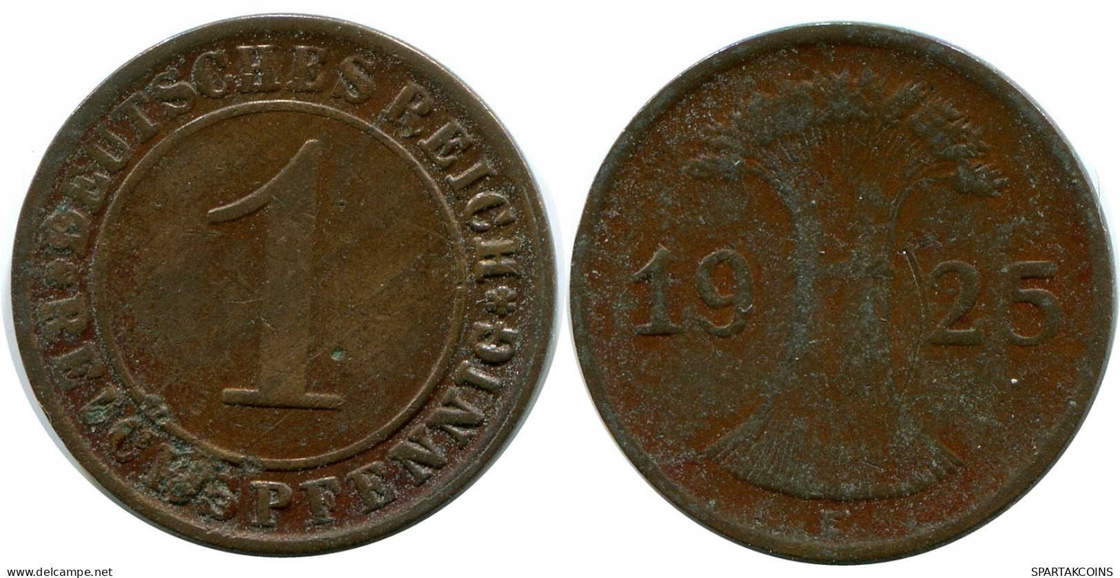 1 REICHSPFENNIG 1925 F ALEMANIA Moneda GERMANY #DB775.E - 1 Rentenpfennig & 1 Reichspfennig