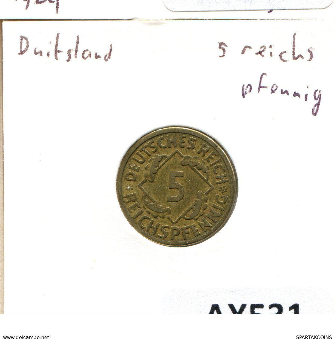 5 REICHSPFENNIG 1925 A ALEMANIA Moneda GERMANY #AX531.E - 5 Rentenpfennig & 5 Reichspfennig