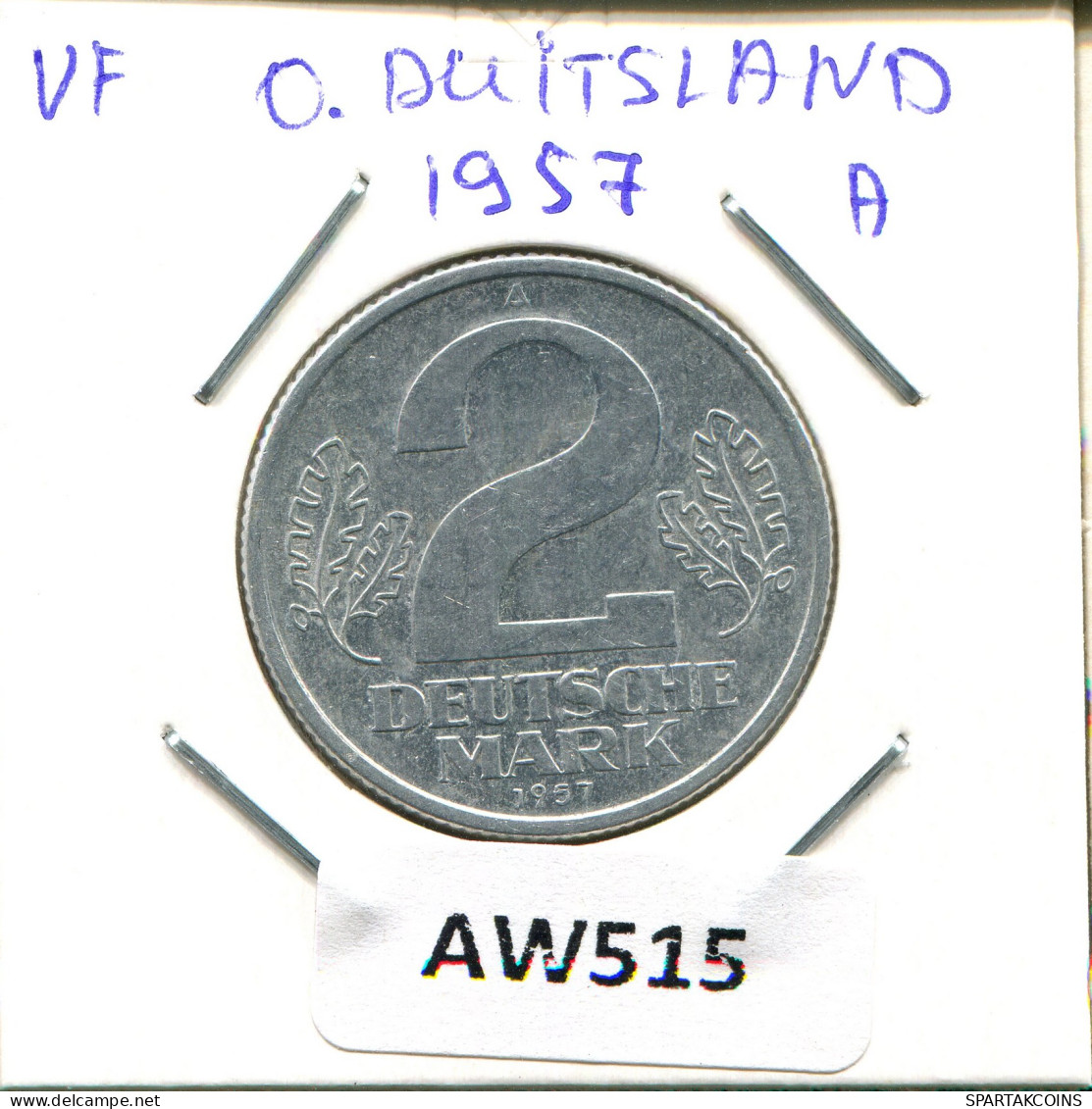 2 DM 1957 A DDR EAST ALEMANIA Moneda GERMANY #AW515.E - 2 Marcos