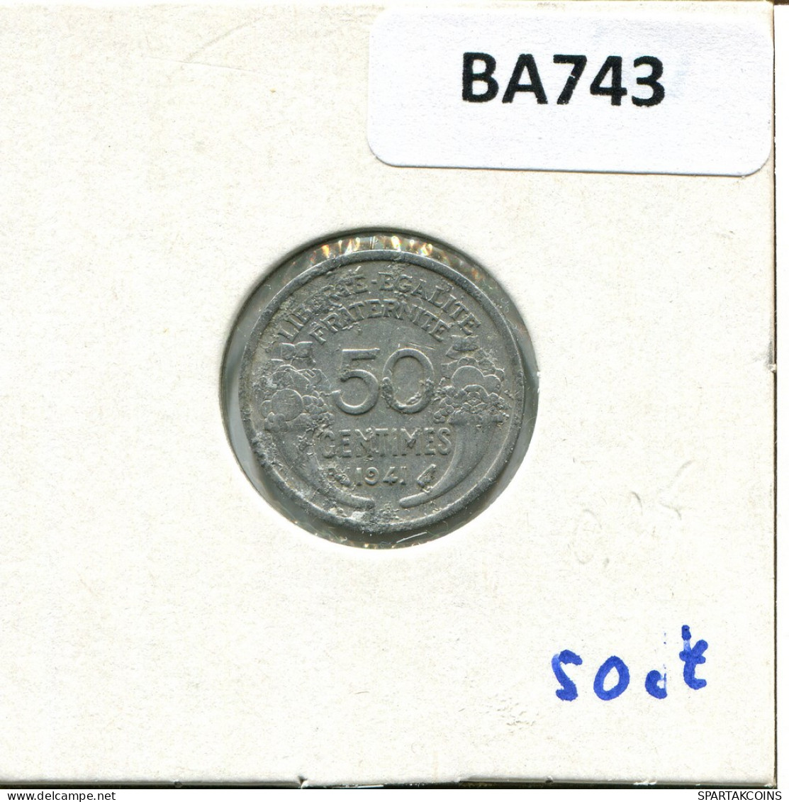 50 CENTIMES 1941 FRANCE French Coin #BA743 - 50 Centimes