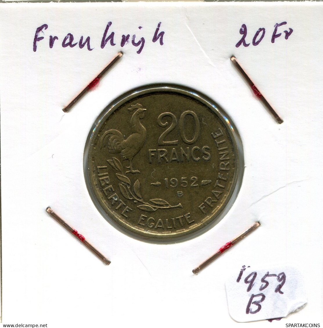 20 FRANCS 1952 B FRANCE French Coin #AM684 - 20 Francs