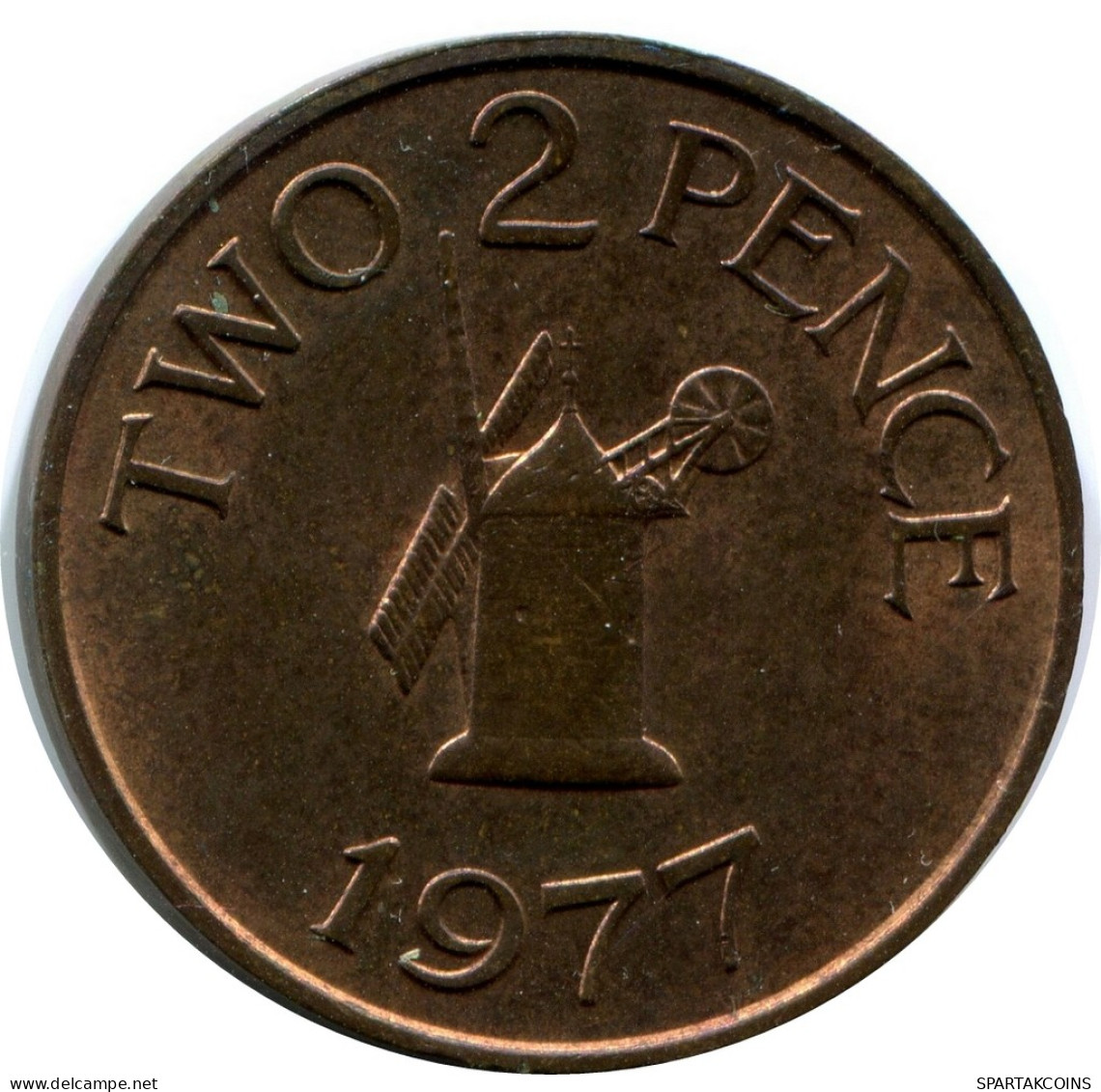 2 PENCE 1977 GUERNSEY Moneda #AX104.E - Guernesey