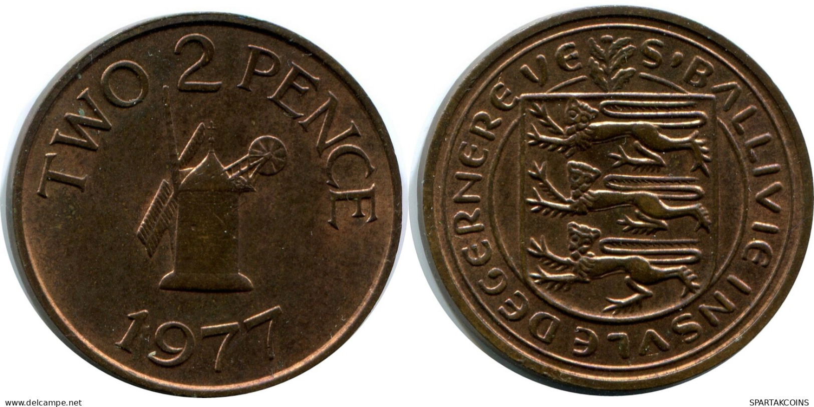 2 PENCE 1977 GUERNSEY Moneda #AX104.E - Guernesey