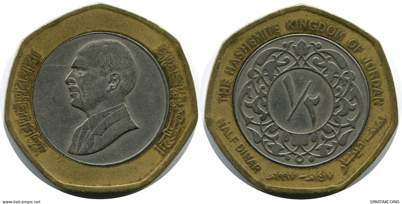 1/2 DINAR 1997 JORDANIA JORDAN BIMETALLIC Islámico Moneda #AR010.E - Jordan