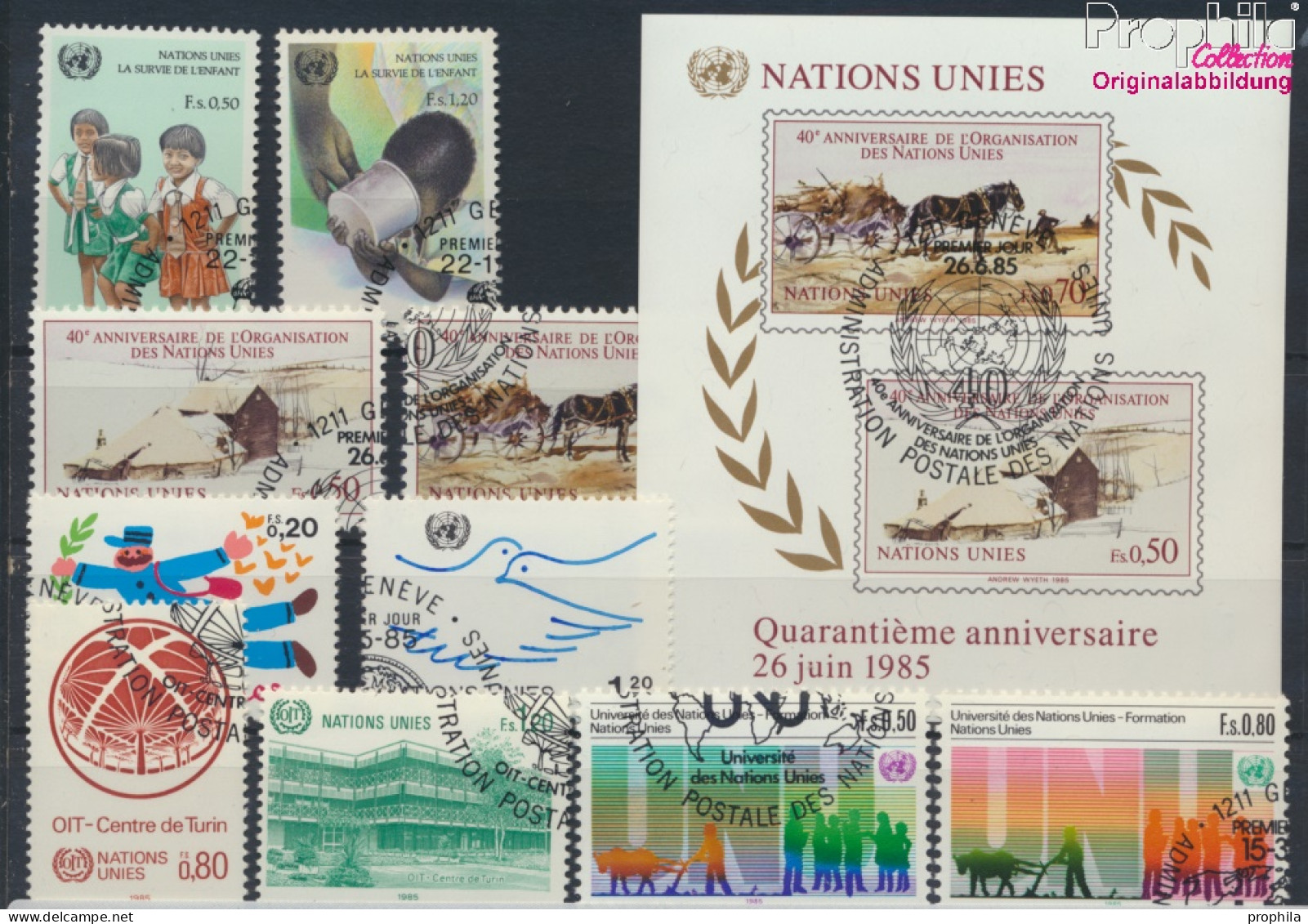 UNO - Genf Gestempelt Freimarken 1985 40 Jahre UNO, ILO U.a.  (10069938 - Used Stamps