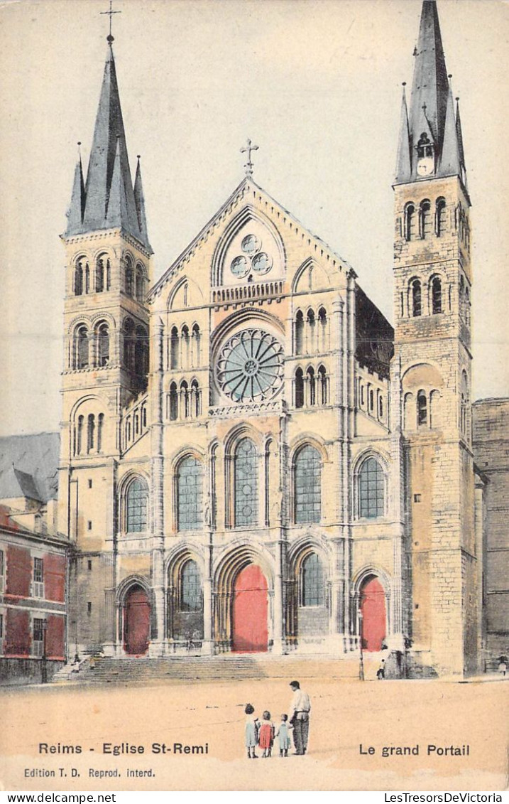 FRANCE - 51 - Reims - Eglise St-Remi - Le Grand Portail - Carte Postale Ancienne - Reims