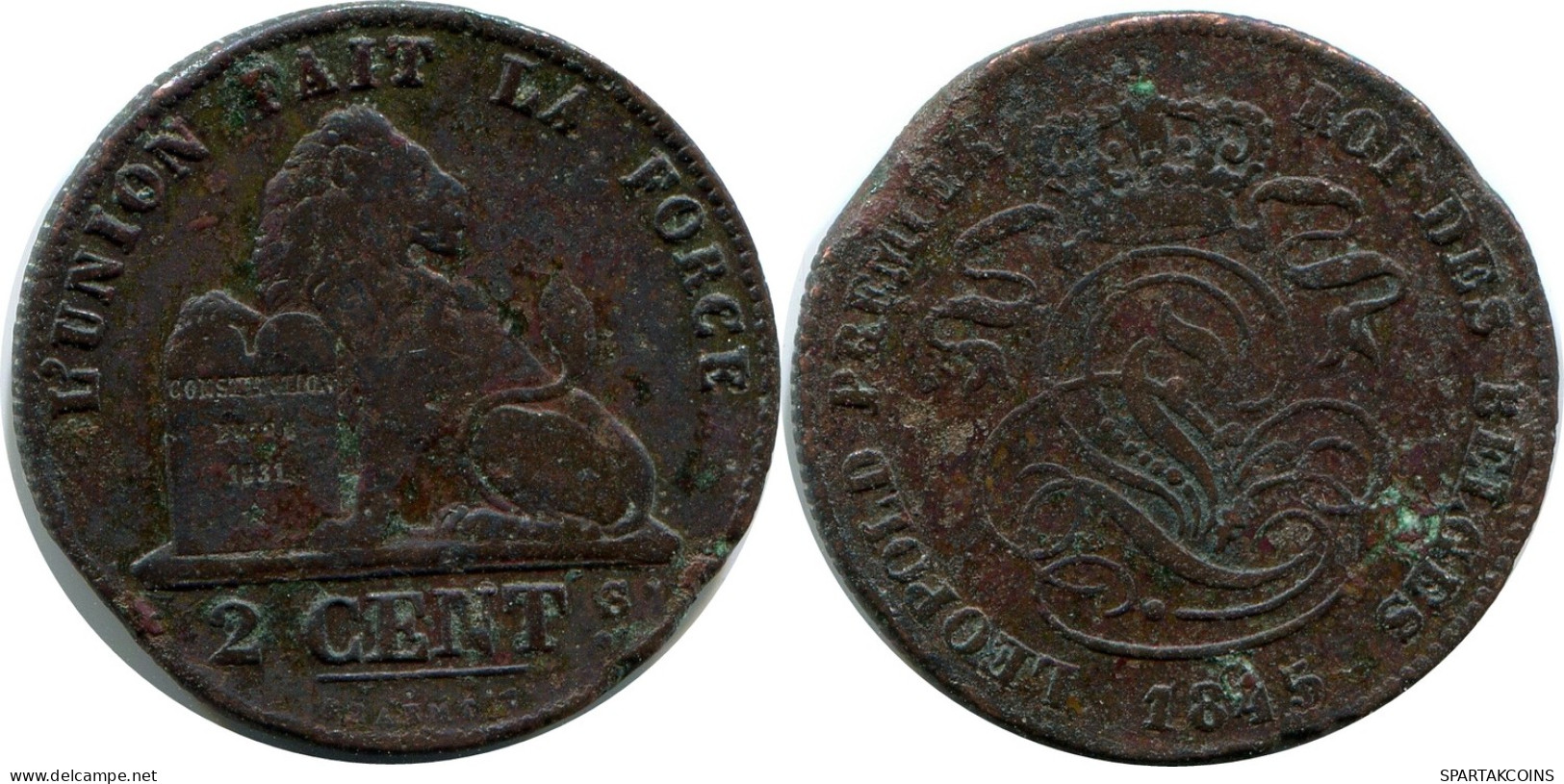 2 CENTIMES 1845 Französisch Text BELGIEN BELGIUM Münze #BA434.D - 2 Centimes