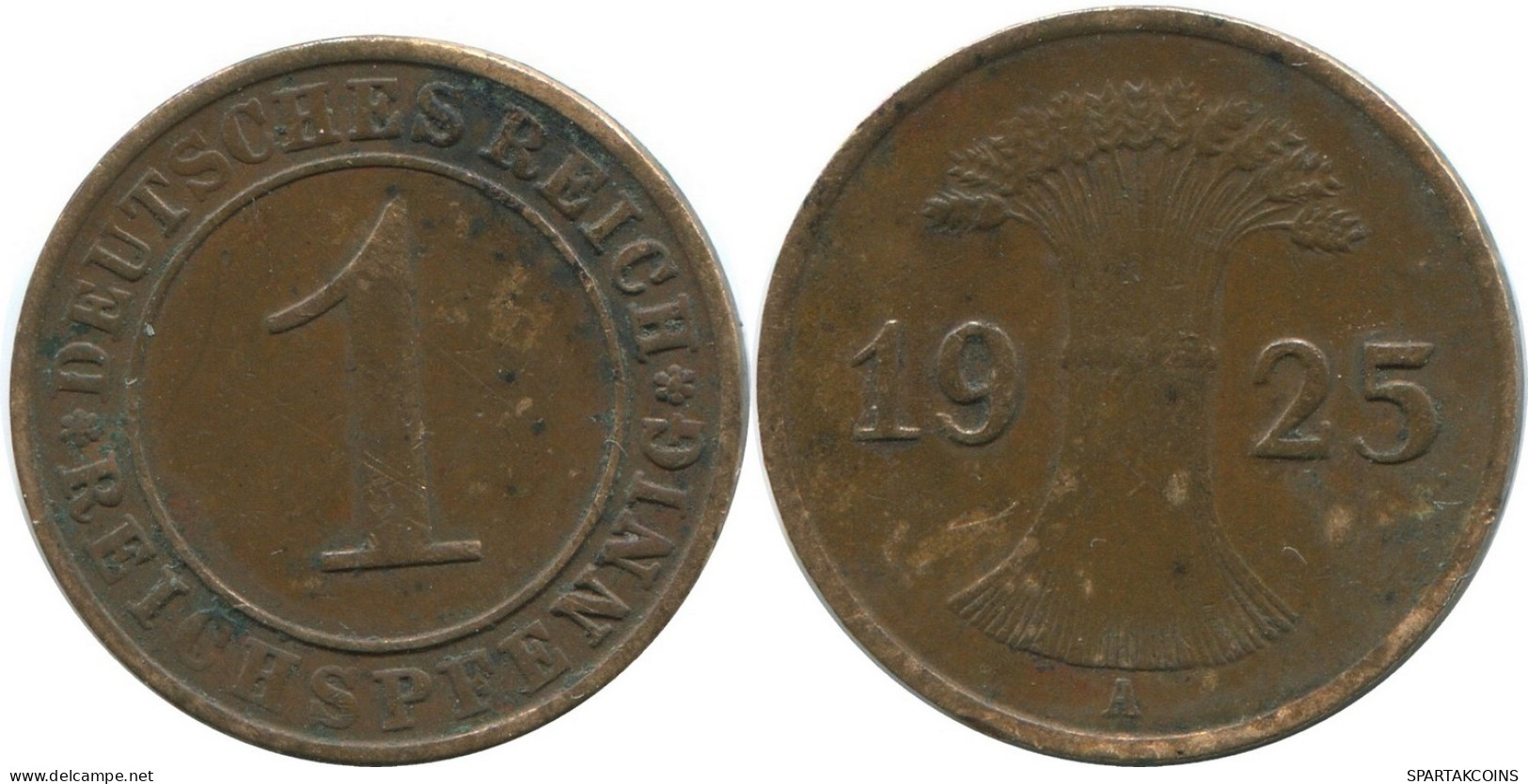 1 REICHSPFENNIG 1925 A DEUTSCHLAND Münze GERMANY #AD454.9.D - 1 Rentenpfennig & 1 Reichspfennig