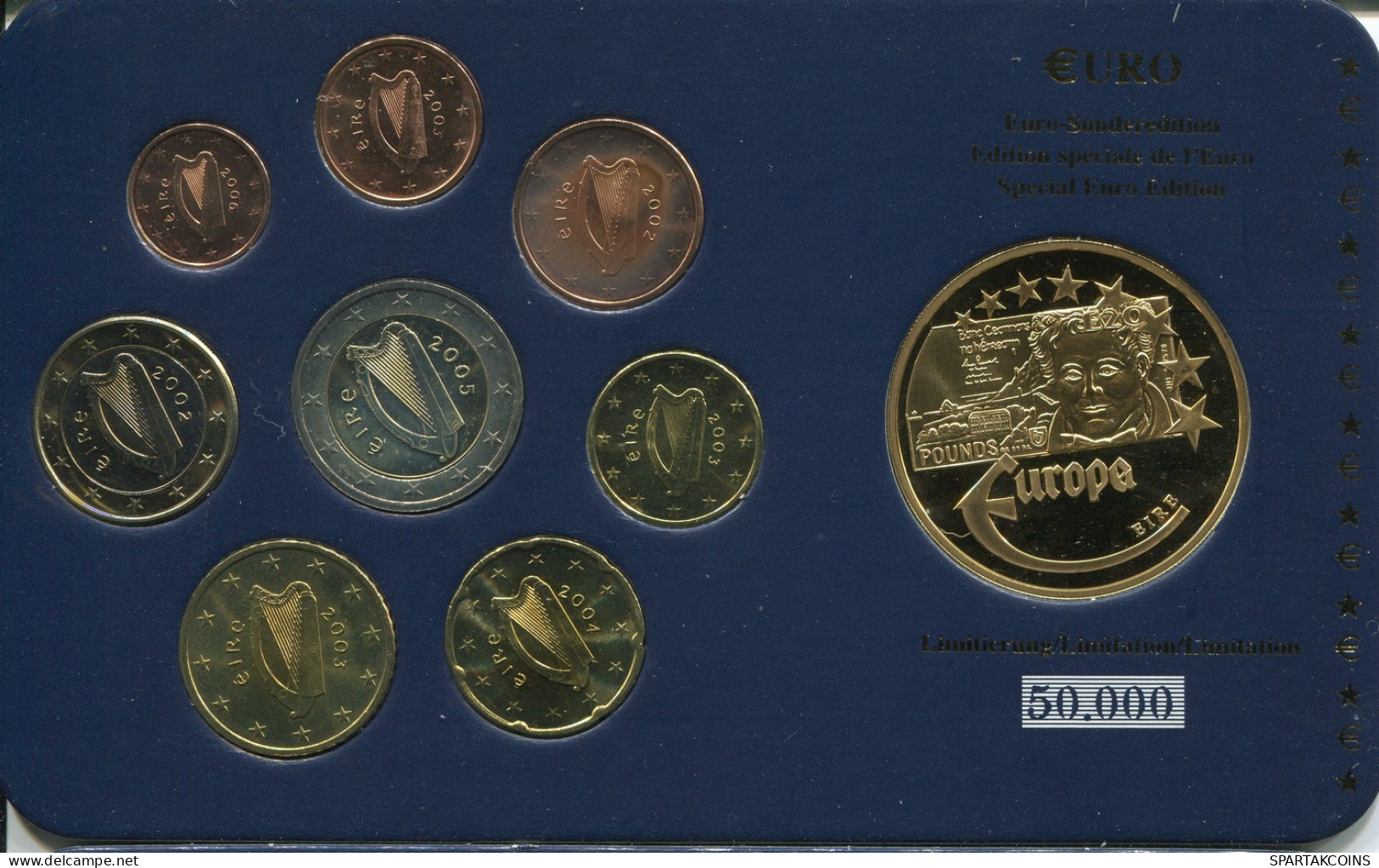 IRELAND 2002-2005 EURO SET + MEDAL UNC #SET1242.16.U - Irlande