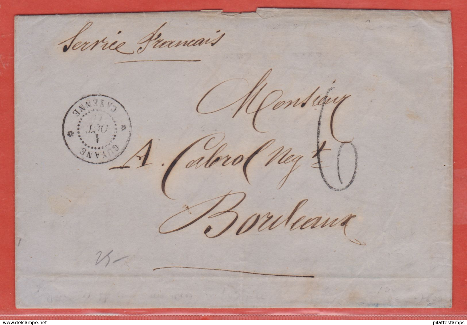 GUYANE LETTRE DE 1866 DE CAYENNE POUR BORDEAUX FRANCE - Lettres & Documents