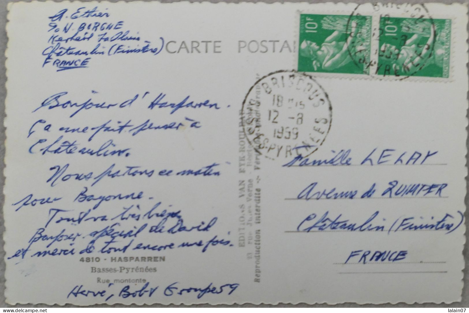 Carte Postale : 64 : HASPARREN : Rue Montante, "L'EPARGNE", Timbre En 1959 - Hasparren