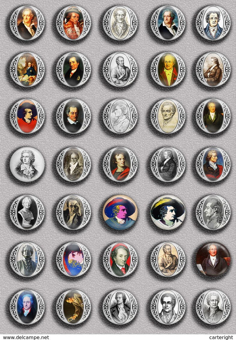 Writer Wolfgang Von Goethe ART BADGE BUTTON PIN SET 1 (1inch/25mm Diameter) 35 DIFF - Personnes Célèbres