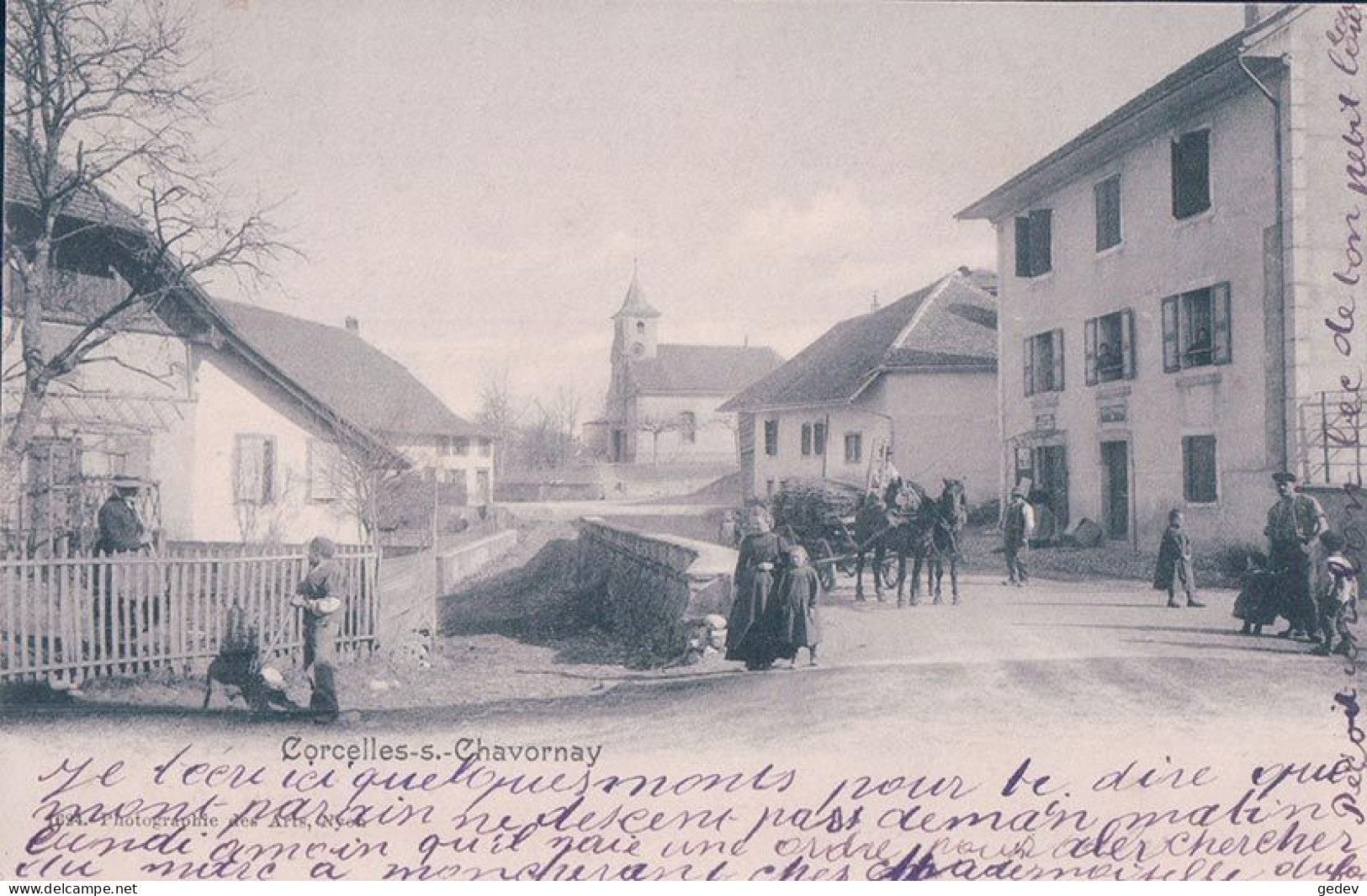 Corcelles Sur Chavornay VD, Bureau De Poste, Epicerie Et Attelage De 2 Chevaux (1624) - Chavornay