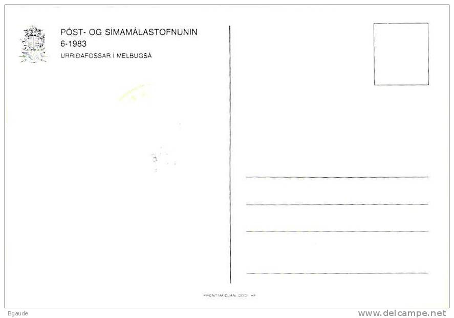 ISLANDE CARTE MAXIMUM NUM YVERT  550  TOURISME  CASCADE URRIOFOSSAR - Maximumkarten