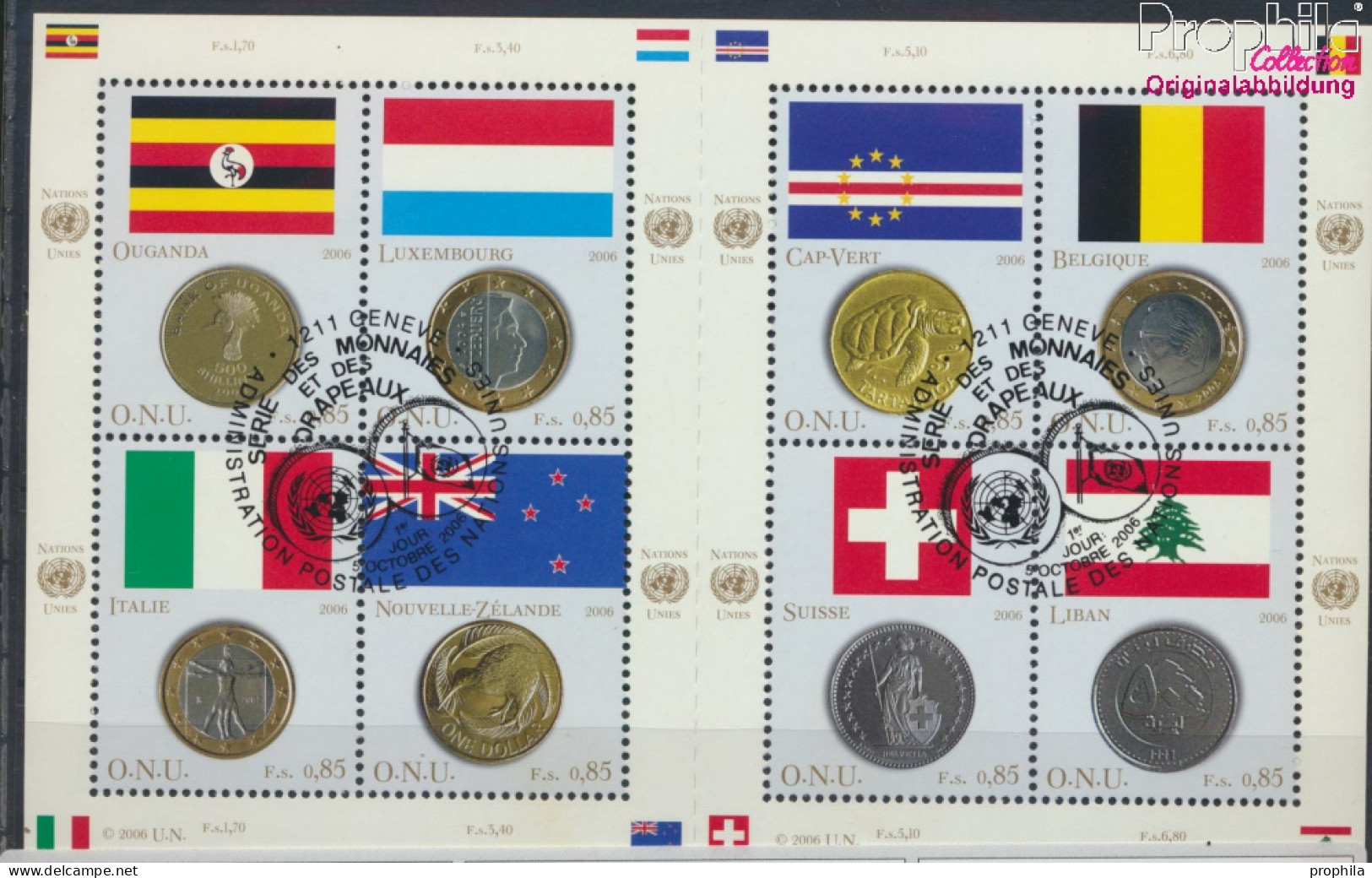 UNO - Genf 553-560 Kleinbogen (kompl.Ausg.) Gestempelt 2006 Flaggen Und Münzen (10069060 - Oblitérés