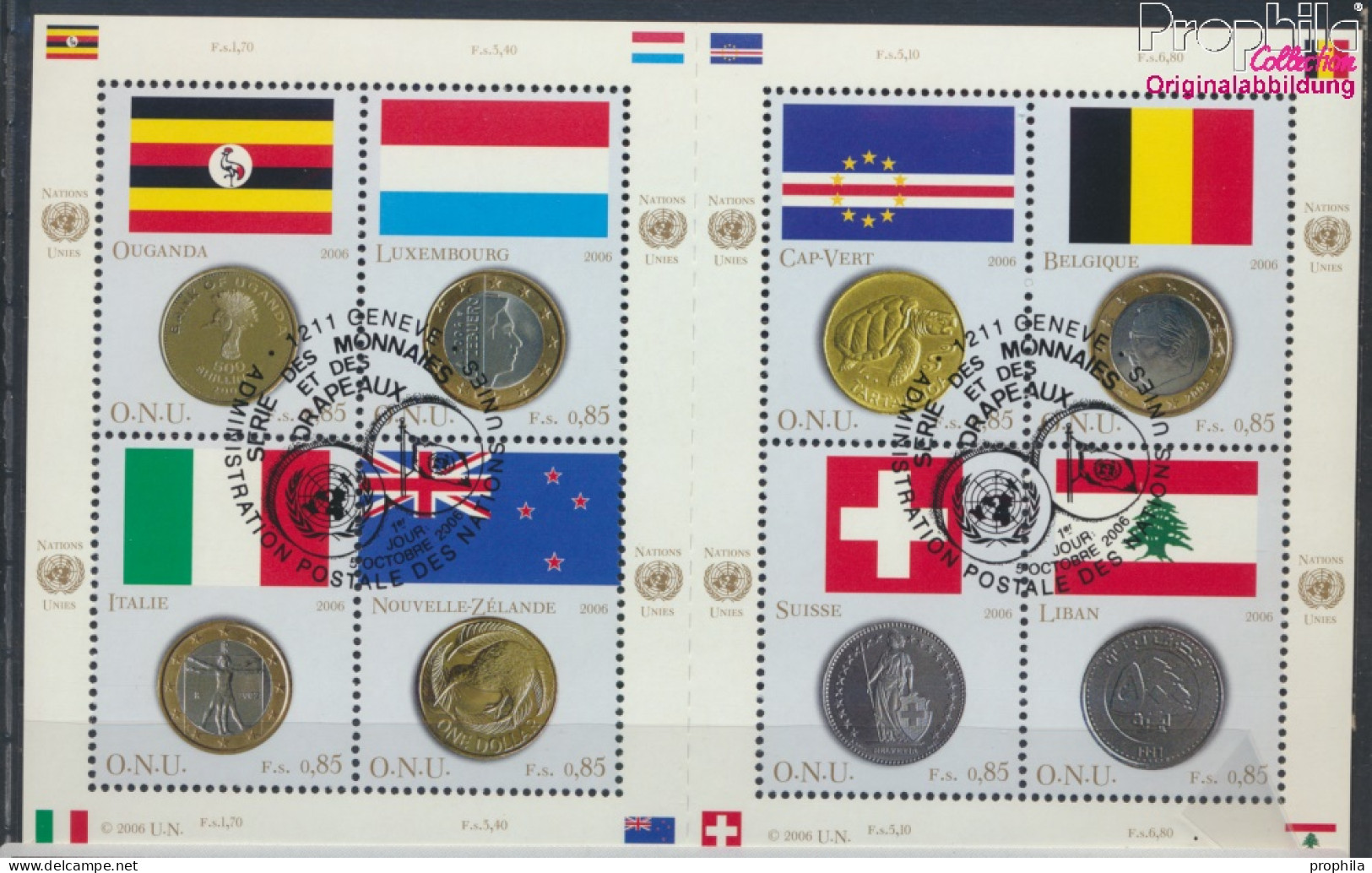 UNO - Genf 553-560 Kleinbogen (kompl.Ausg.) Gestempelt 2006 Flaggen Und Münzen (10069064 - Oblitérés