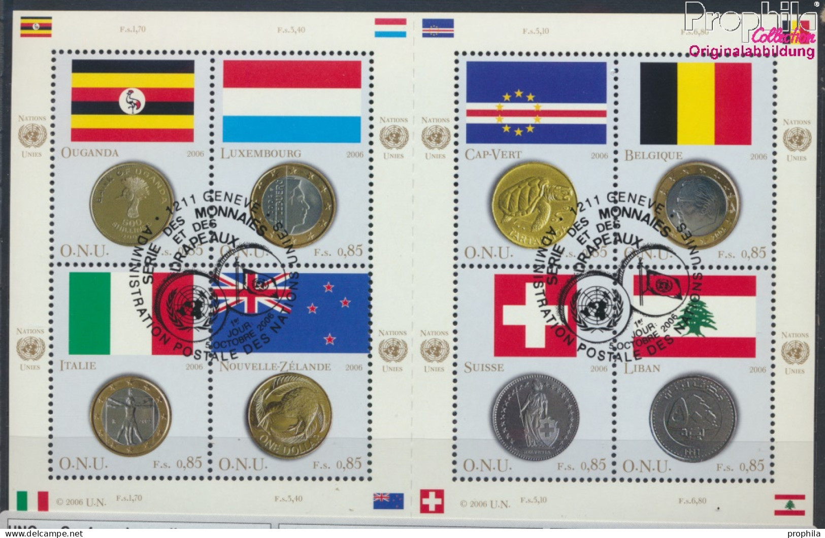 UNO - Genf 553-560 Kleinbogen (kompl.Ausg.) Gestempelt 2006 Flaggen Und Münzen (10069065 - Gebruikt