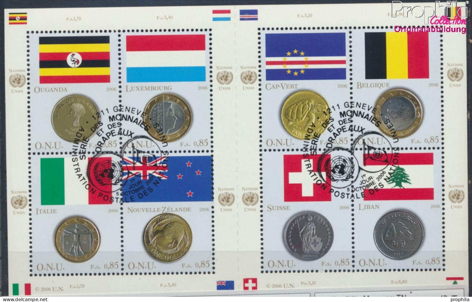 UNO - Genf 553-560 Kleinbogen (kompl.Ausg.) Gestempelt 2006 Flaggen Und Münzen (10069066 - Gebruikt