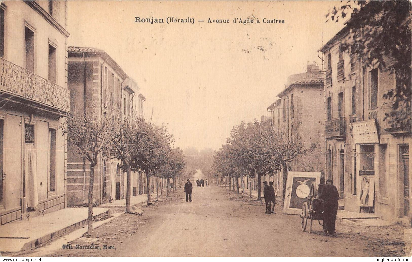 CPA 34 ROUJAN AVENUE D'AGDE A CASTRES / REMOULEUR CPA RARE - Andere & Zonder Classificatie