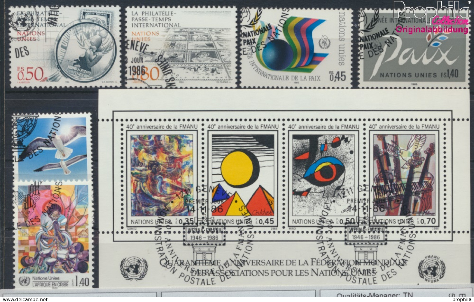 UNO - Genf Gestempelt Freimarken 1986 WFUNA, Frieden, Afrika U.a.  (10067996 - Gebraucht