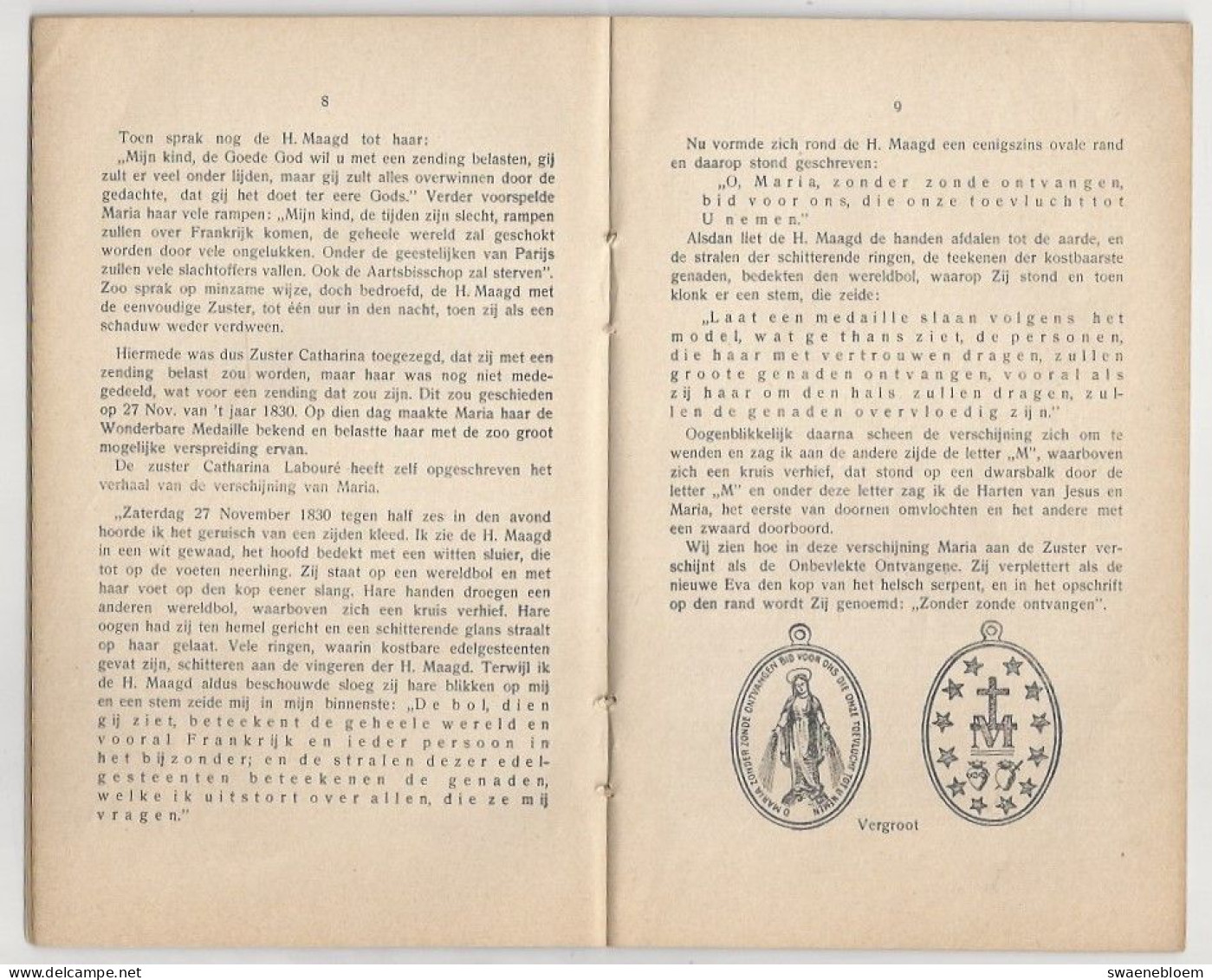 NL.- De Wonderbare Medaille Der Onbevlekte Ontvangenis Van Maria Door Rector J.G. Kerkvliet. 1922. Drukkerij:  KUSTERS. - Antiguos