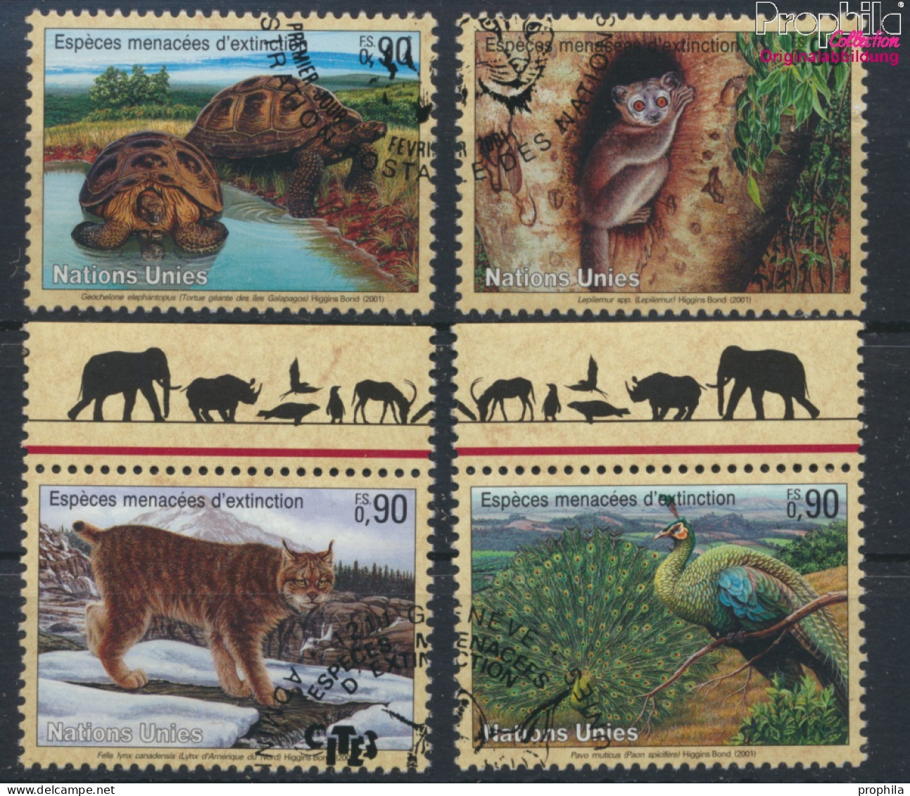 UNO - Genf 409-412 (kompl.Ausg.) Gestempelt 2001 Gefährdete Tiere (10067976 - Used Stamps