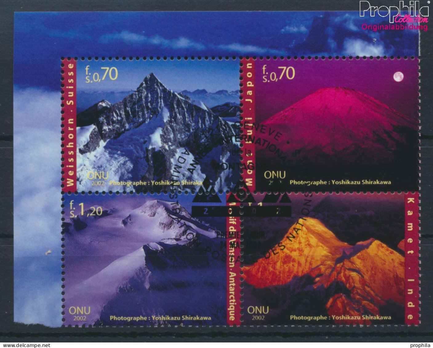 UNO - Genf 440-443 Viererblock (kompl.Ausg.) Gestempelt 2002 Jahr Der Berge (10067961 - Used Stamps