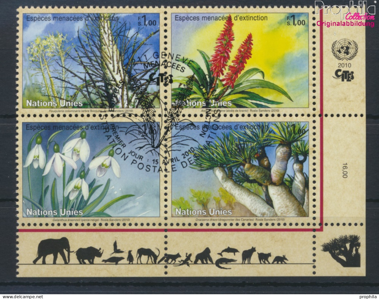 UNO - Genf 681-684 Viererblock (kompl.Ausg.) Gestempelt 2010 Pflanzen (10067897 - Used Stamps