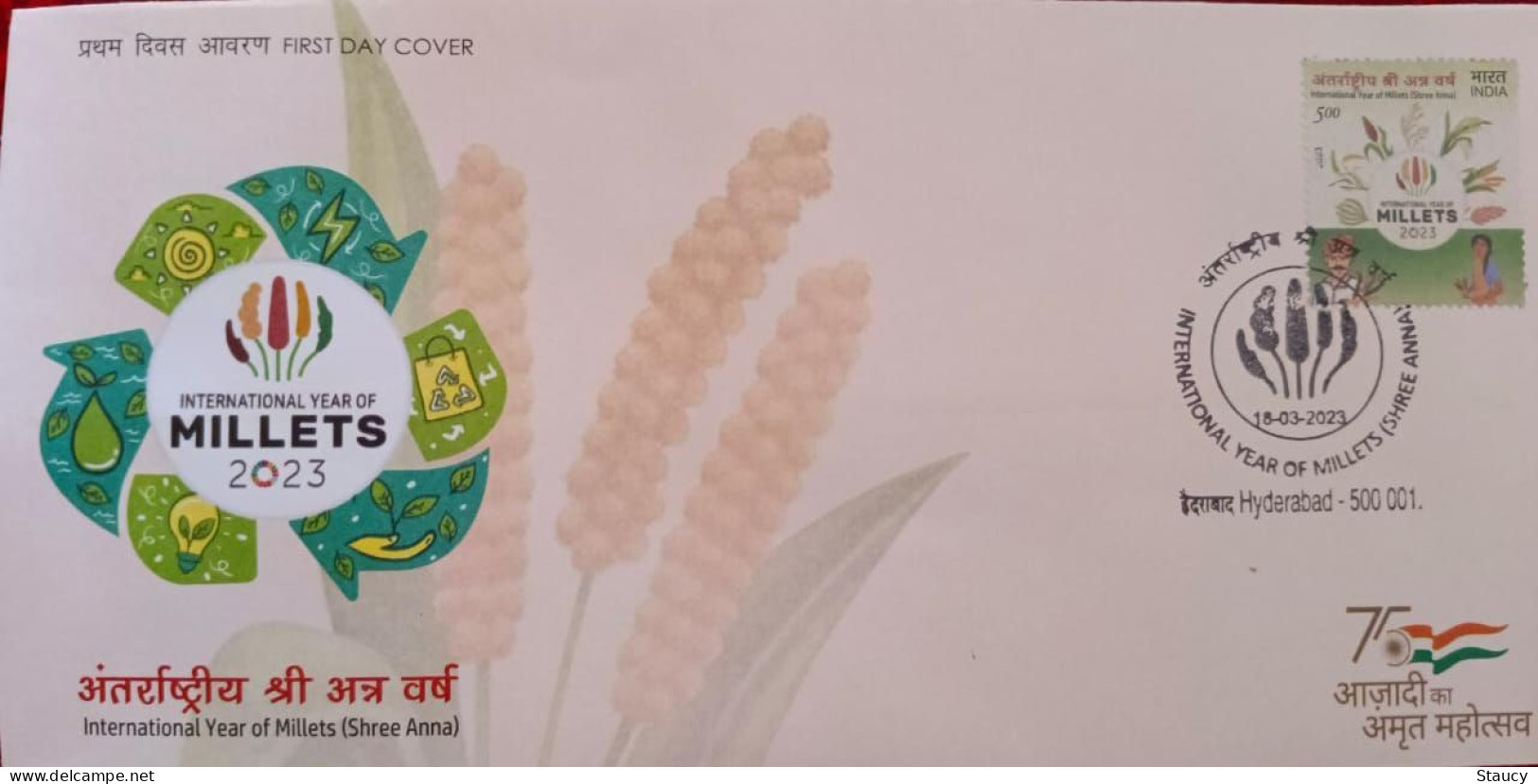 India 2023 Millets, Millet, Agriculture, Women, Cereals, Grass, Nutrition Health, Food FIRST DAY COVER HYDERABAD FDC - Lettres & Documents