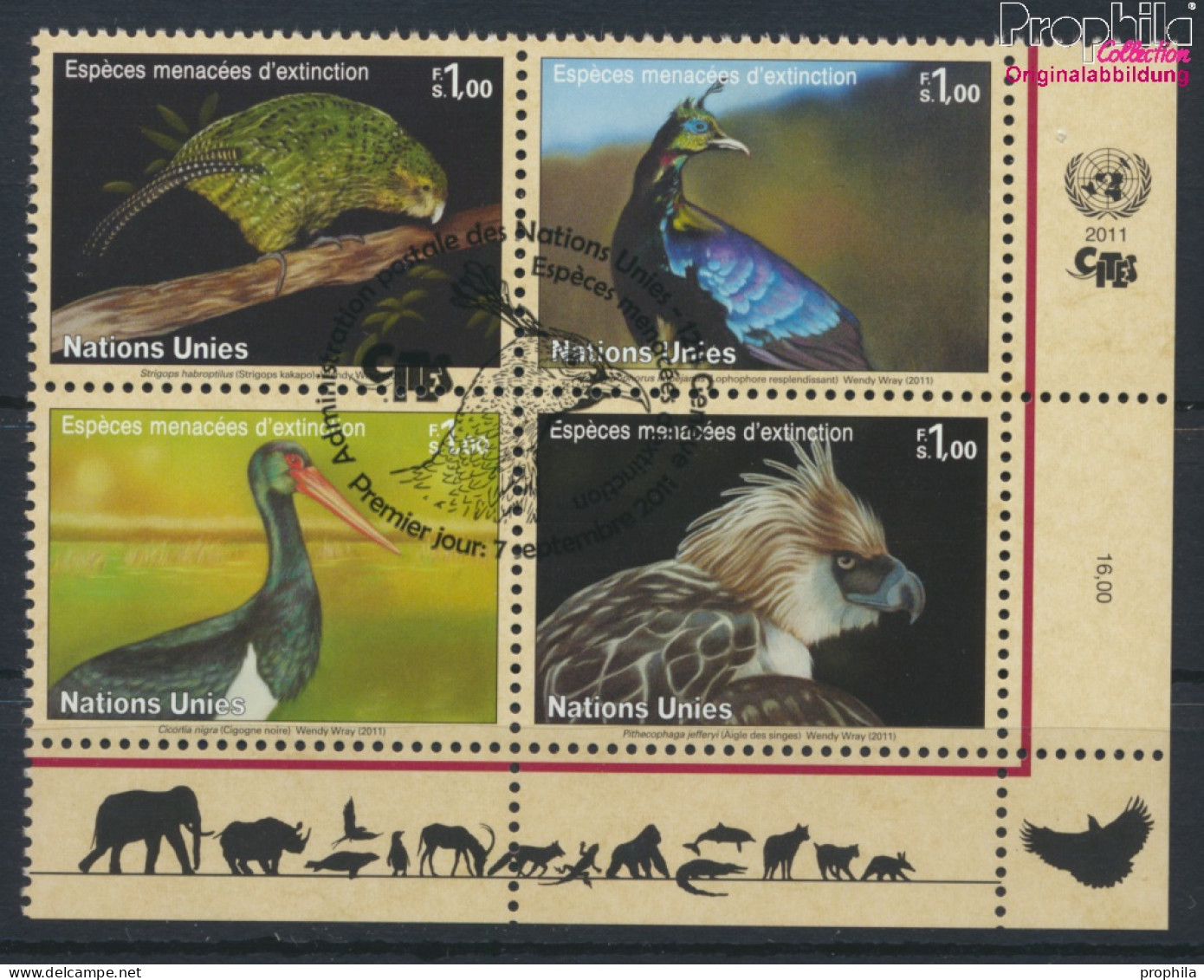 UNO - Genf 774-777 Viererblock (kompl.Ausg.) Gestempelt 2011 Vögel (10067794 - Used Stamps