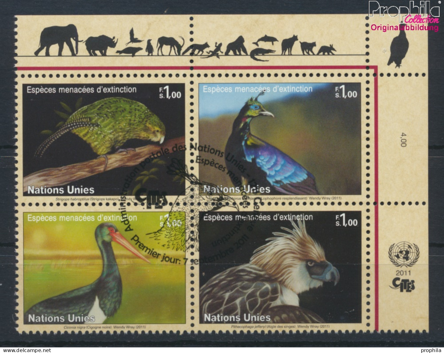 UNO - Genf 774-777 Viererblock (kompl.Ausg.) Gestempelt 2011 Vögel (10067796 - Used Stamps