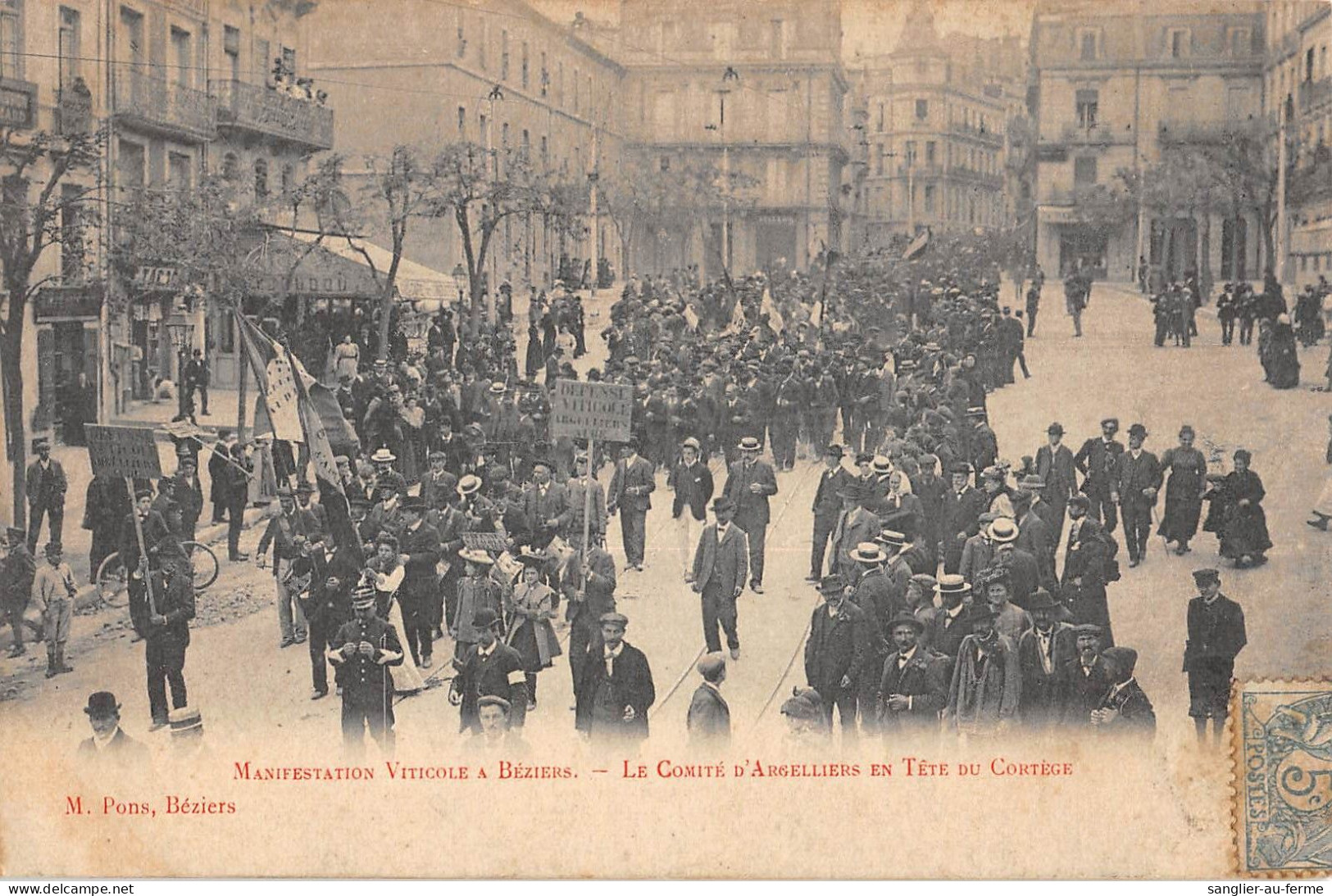 CPA 34 MANIFESTATIONS VITICOLES DE BEZIERS LE COMITE D'ARGELLIERS EN TETE DE CORTEGE - Beziers