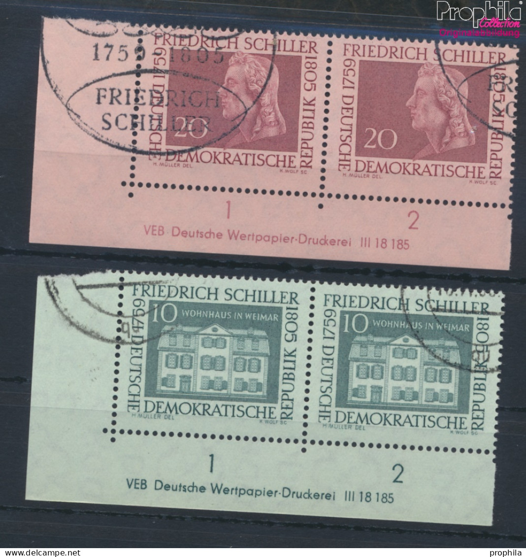 DDR 733DV-734DV Mit Druckvermerk (kompl.Ausg.) Gestempelt 1959 200.Geburtstag Von Schiller (10065569 - Gebraucht