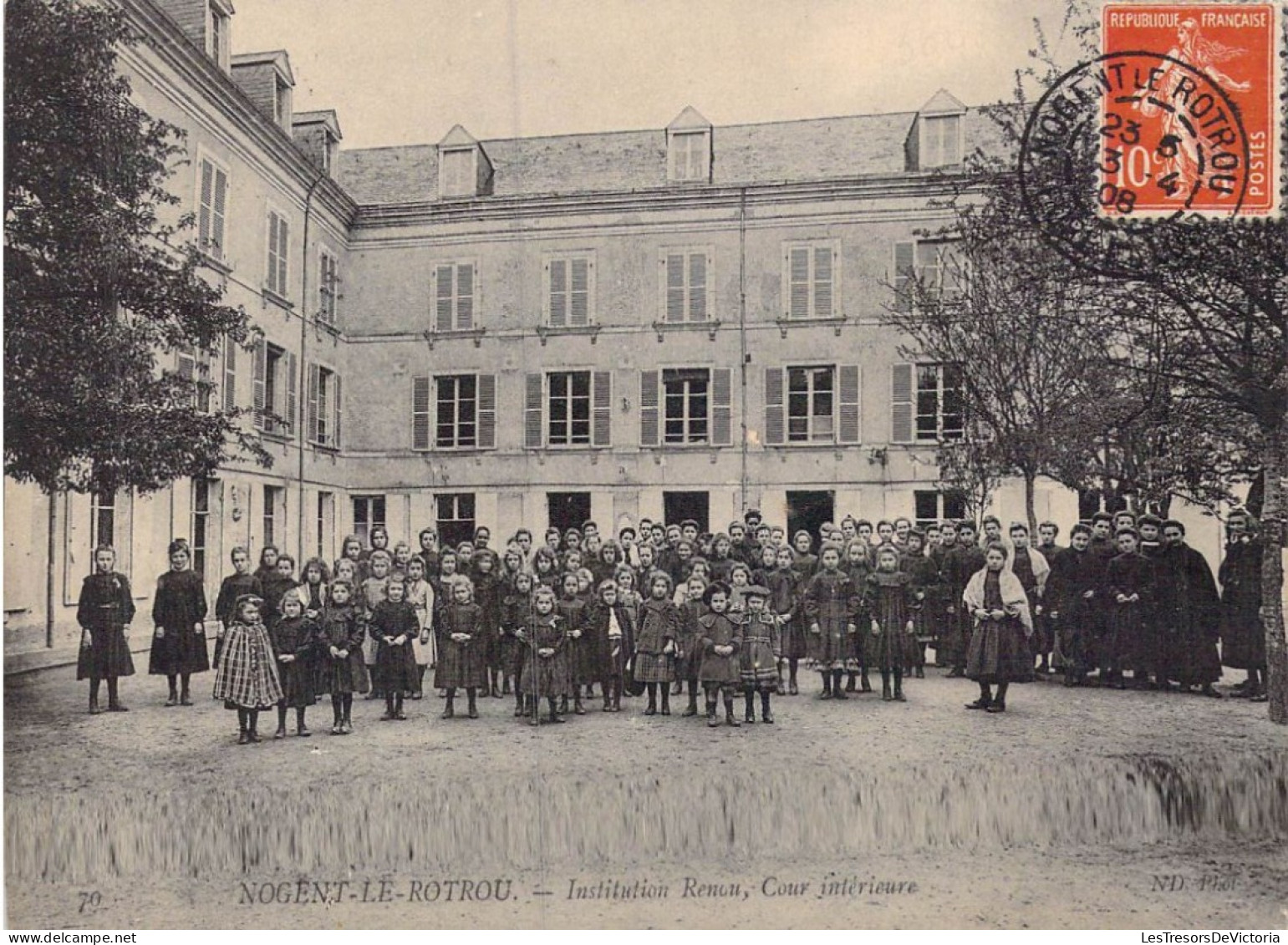 FRANCE - 28 - Nogent-le-Rotrou - Institution Renou, Cour Intérieure - Carte Postale Ancienne - Nogent Le Rotrou