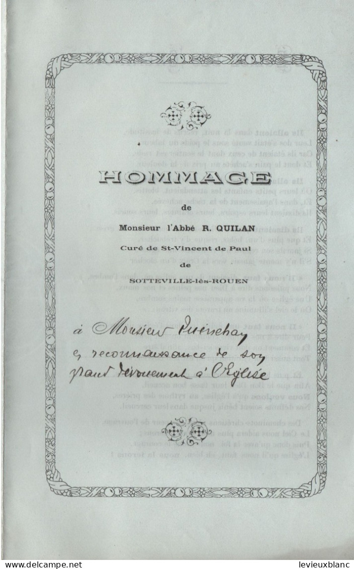 Hommage /abbé Quilan Curé De St Vincent De Paul à Mr Quenchan/L'Eglise Des CHEMINOTS/SOTTEVILLE/ 1934        TRA68 - Chemin De Fer