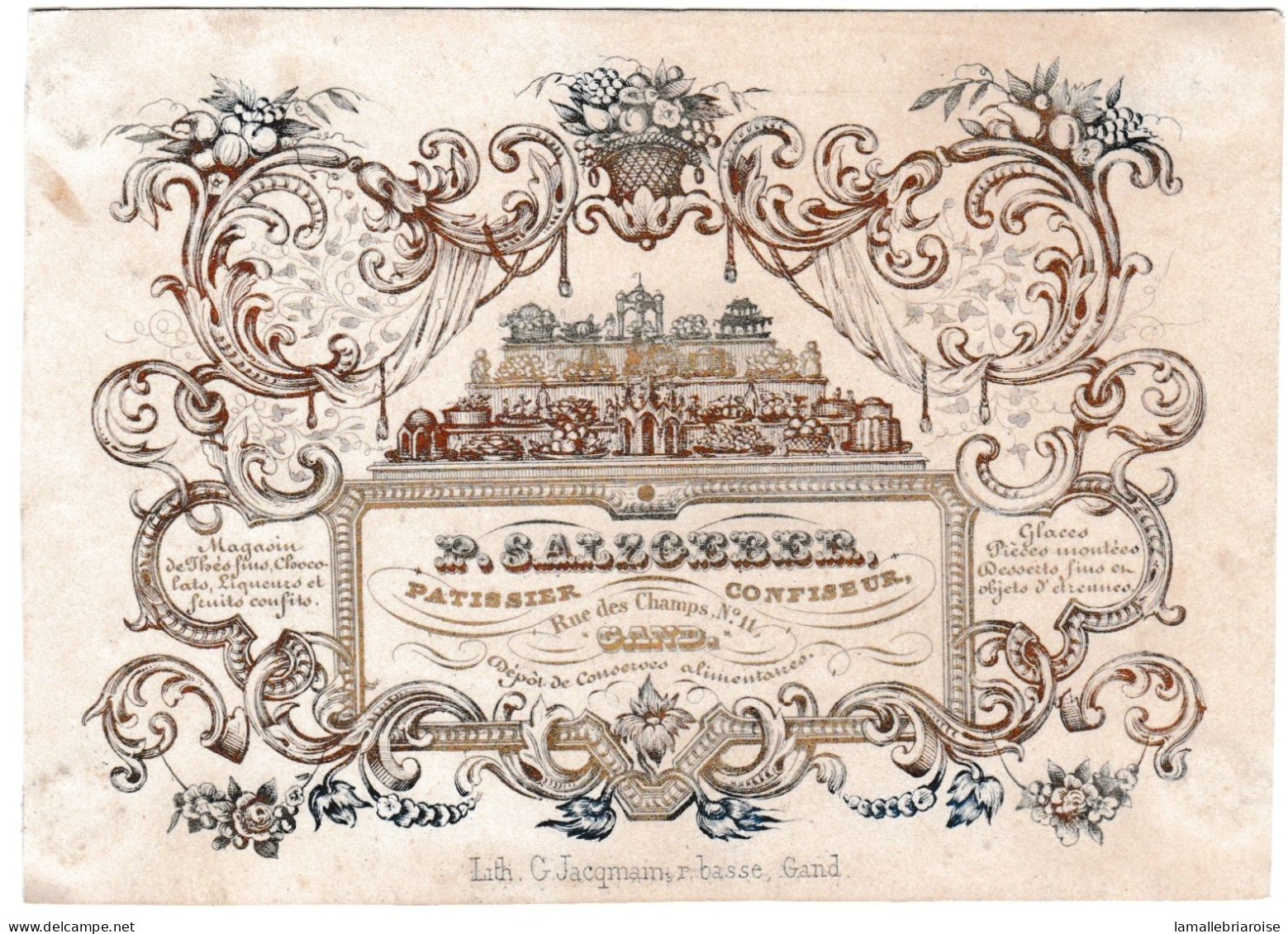 Belgique, "Carte Porcelaine" Porseleinkaart, P. Salzgeber, Patissier Confiseur à Gand, Dim: 130 X 95 Mm - Porzellan