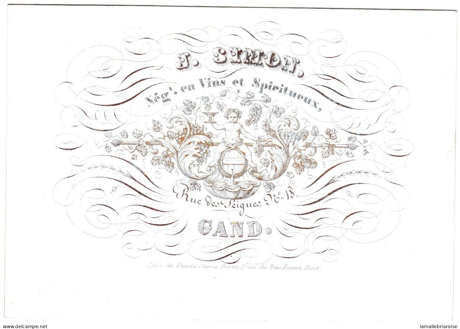 Belgique, "Carte Porcelaine" Porseleinkaart, J. Simon, Negociant En Vins à Gand, Dim: 120 X 83 Mm - Porzellan