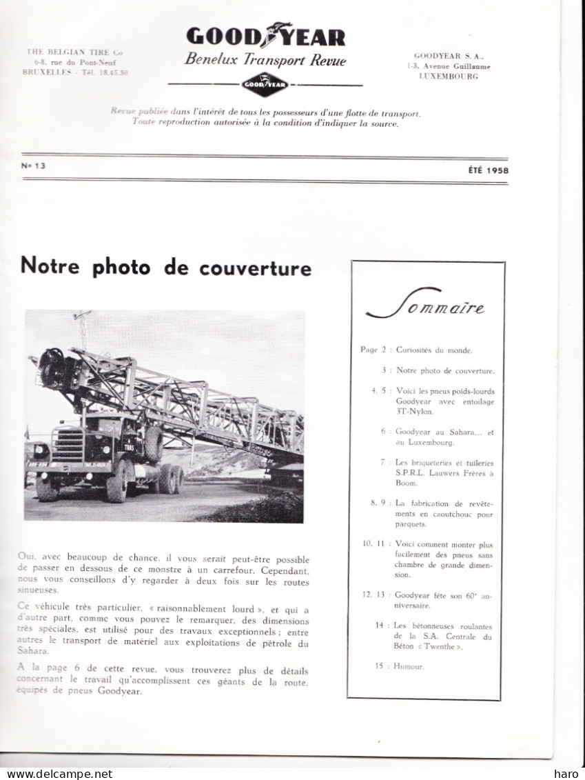 Revue GOOD YEAR 1958 - Pneumatique, Pneu, Camion, Oldtimer - BOOM - 60e Anniversaire (B335) - Camion