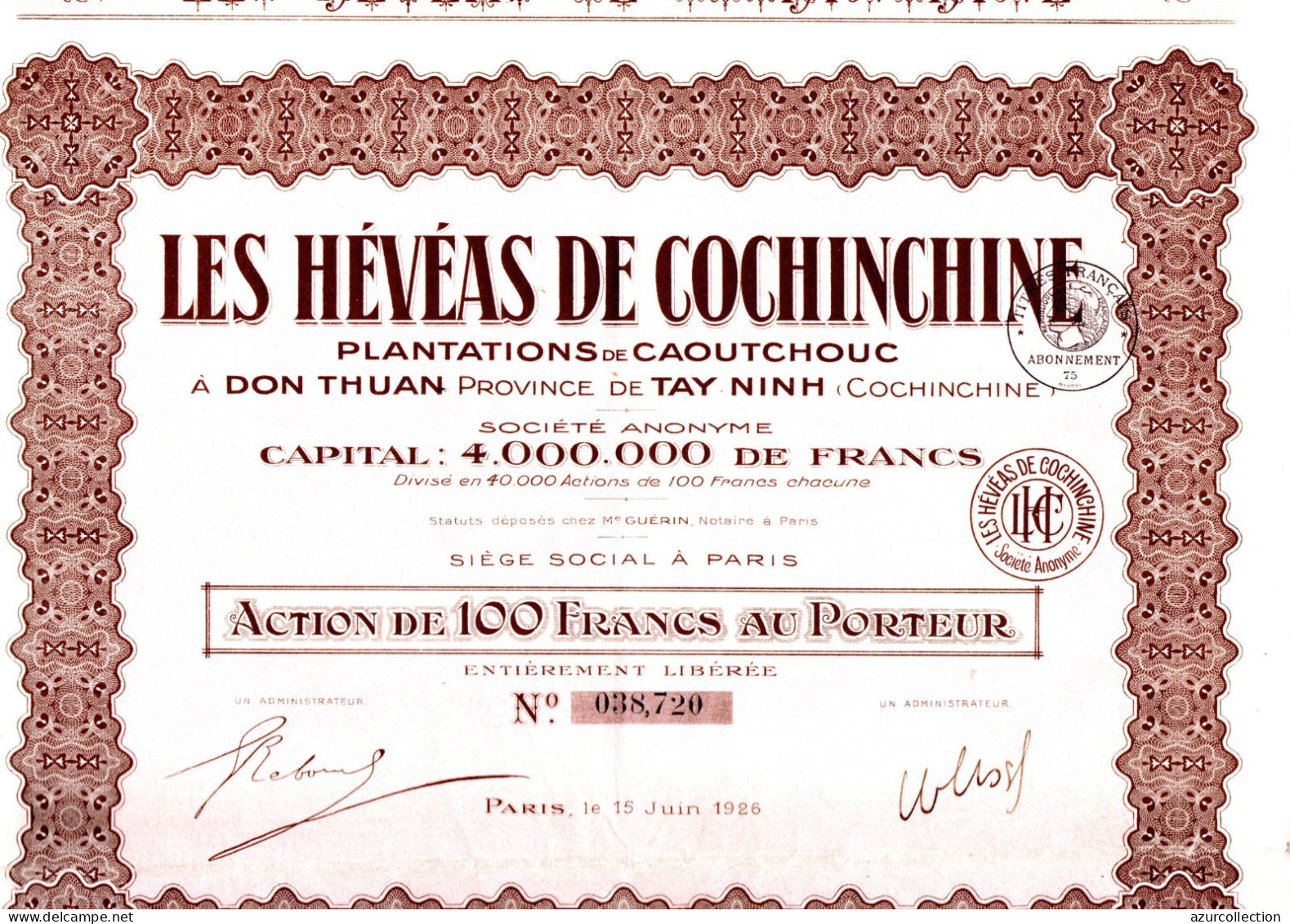 HEVEAS DE COCHINCHINE - Asie