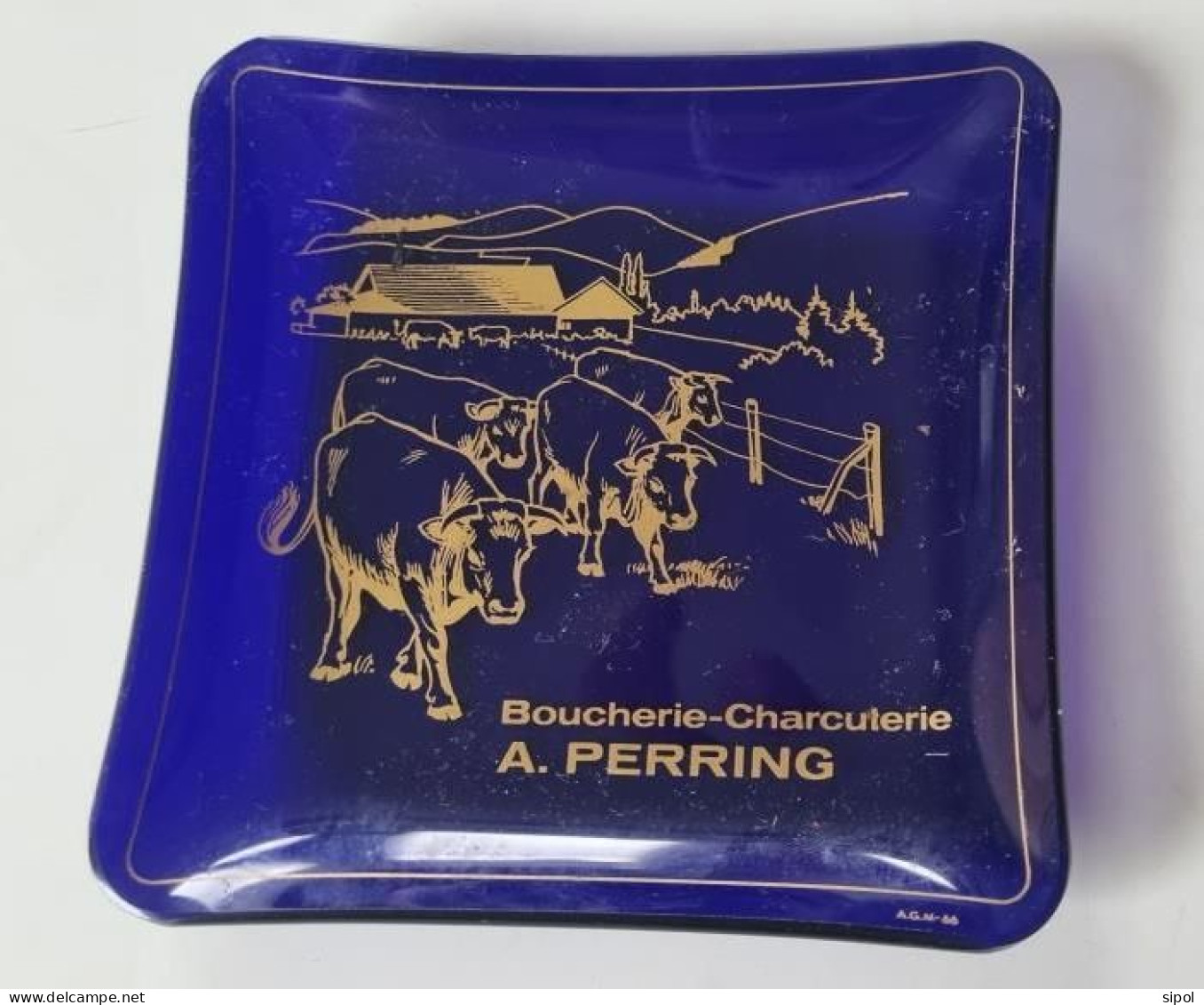 Cendrier En Verre Bleu - A PERRING - Kruth - 68 - Verre