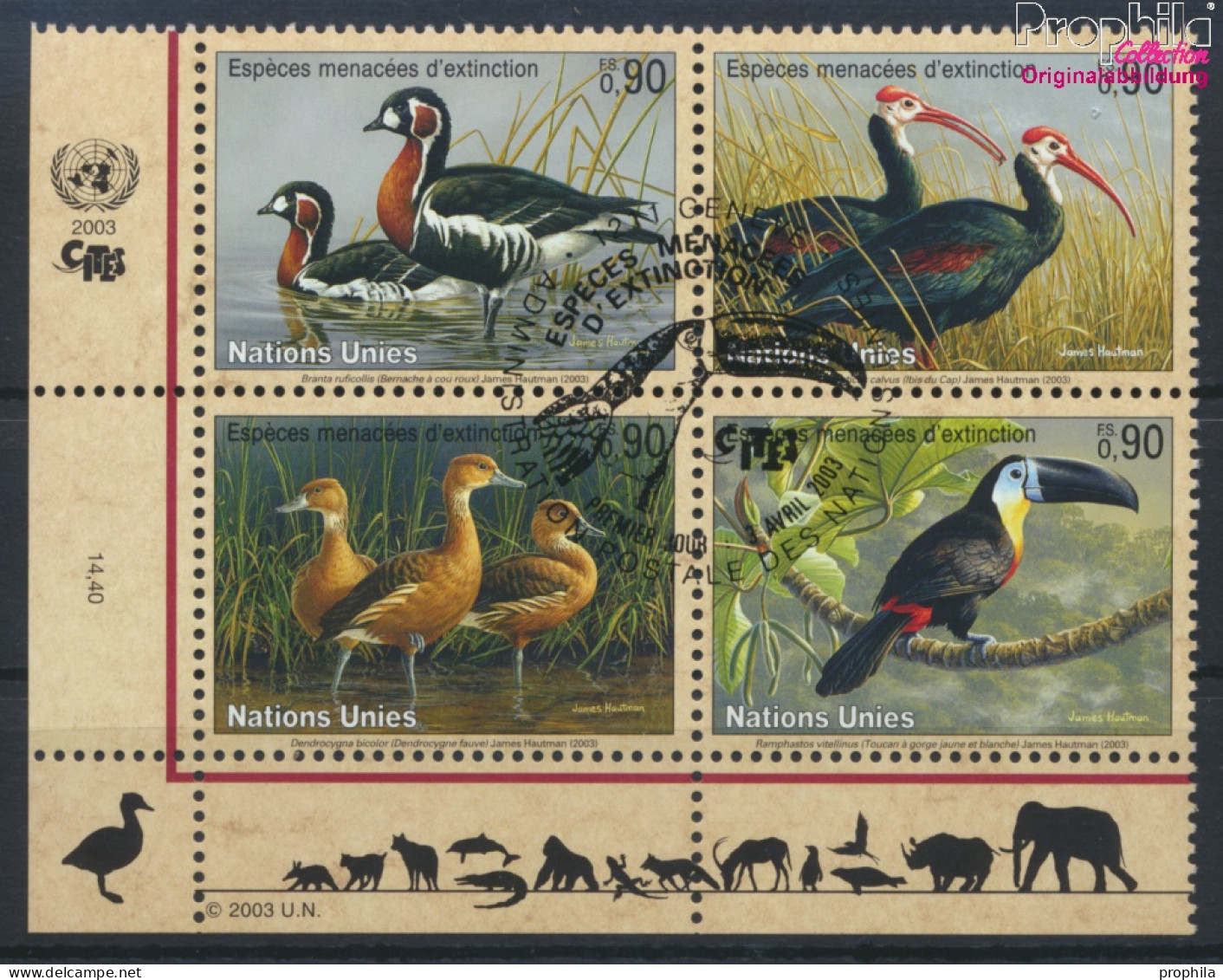 UNO - Genf 466-469 Viererblock (kompl.Ausg.) Gestempelt 2003 Vögel (10068771 - Used Stamps