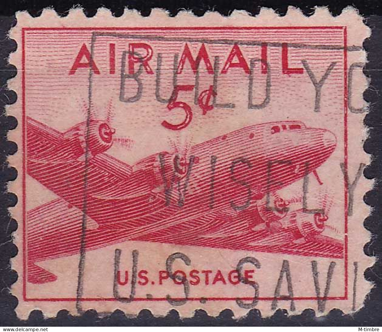 Etats-Unis (Poste Aérienne) YT PA34 Mi 552A Sn C33 Année 1947 (Used °) Avion - 2a. 1941-1960 Used